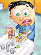 mains pleines de microbes